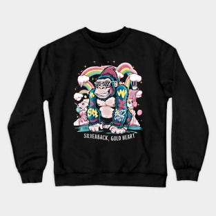 Silverback, Gold Heart: Vibrant Gorilla Design Crewneck Sweatshirt